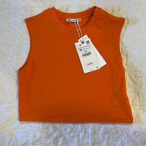 Zara Bright Orange Cropped Tank